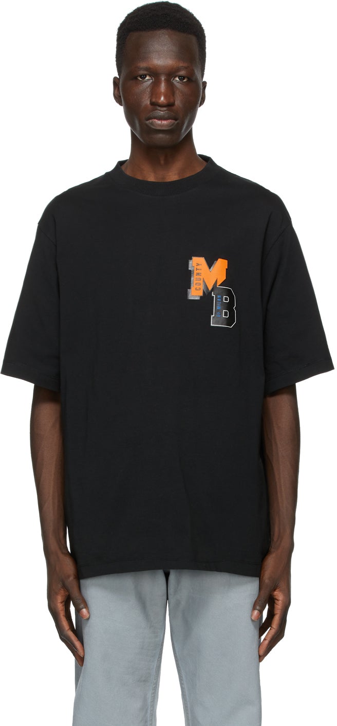 Marcelo Burlon County of Milan Black MB College Over T-Shirt - Marcelo Burlon County of Milan Black MB College sur T-shirt - Marcelo Burlon County of Milan Black MB 대학 티셔츠