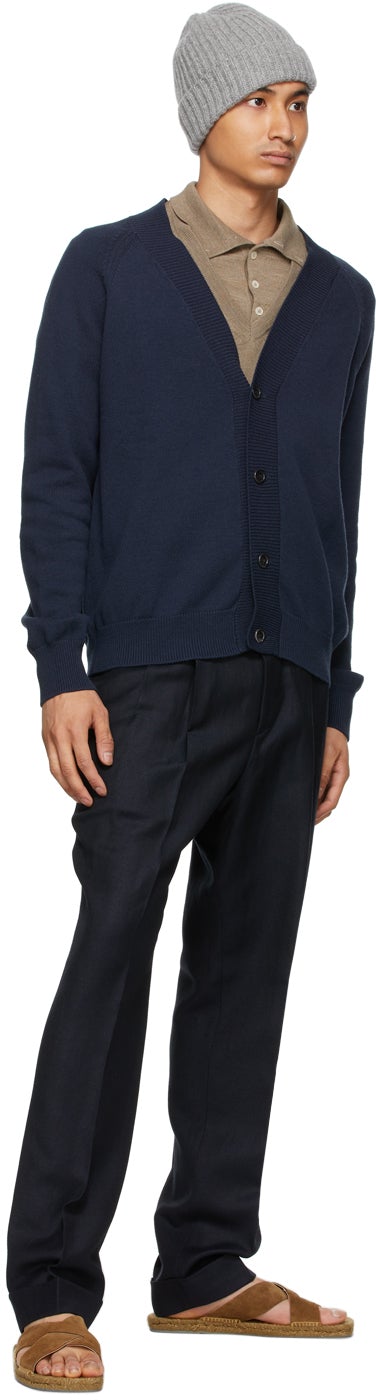 Margaret Howell Navy Wool Dense Twill Trousers