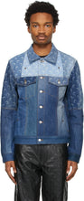 Marine Serre Blue Denim Moon Patchwork Jacket - Veste de patchwork de Denim bleu marine Serre - 해양 Serre 블루 데님 문 패치 워크 재킷
