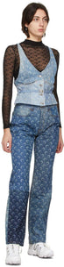 Marine Serre Blue Regenerated Allover Moon Jeans