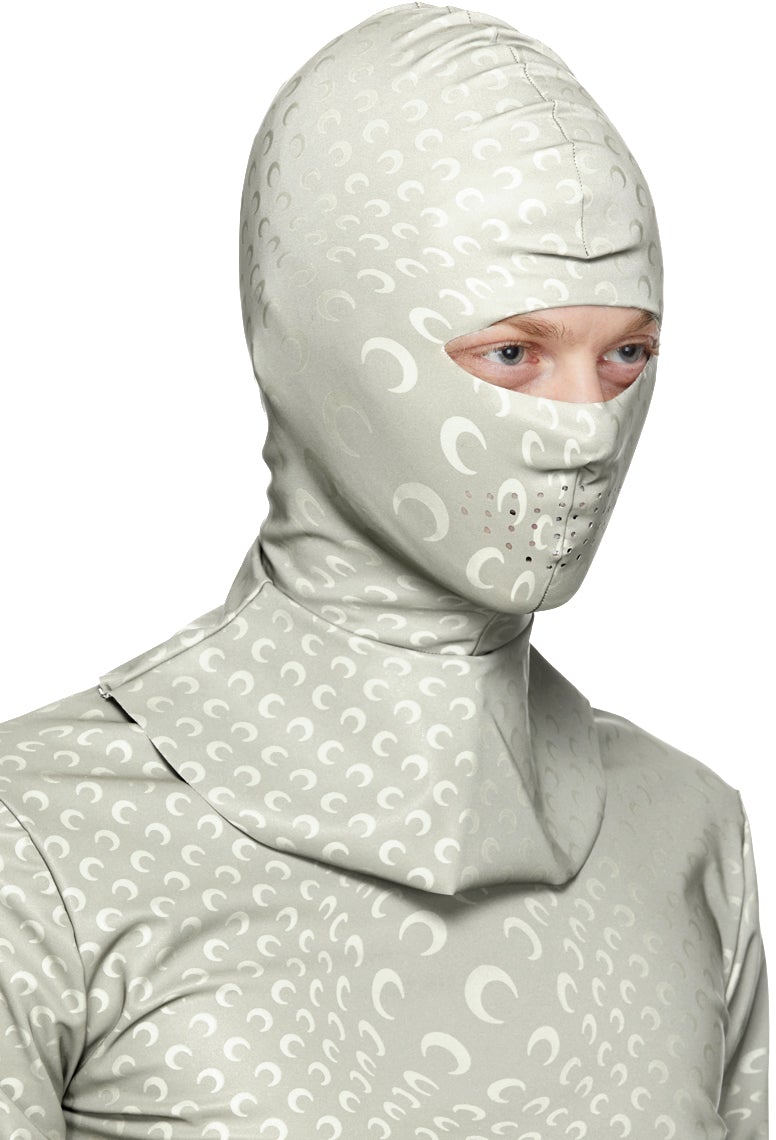 Marine Serre Grey Second Skin Printed Balaclava