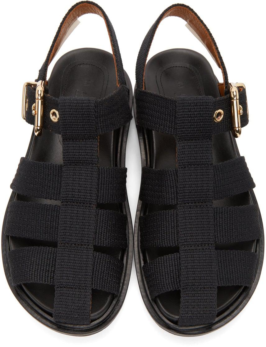 Marni Black Canvas Fussbett Sandals