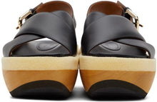 Marni Black Wooden Sole Wedge Sandals
