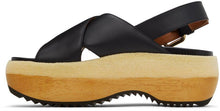 Marni Black Wooden Sole Wedge Sandals