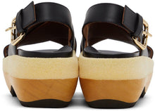 Marni Black Wooden Sole Wedge Sandals