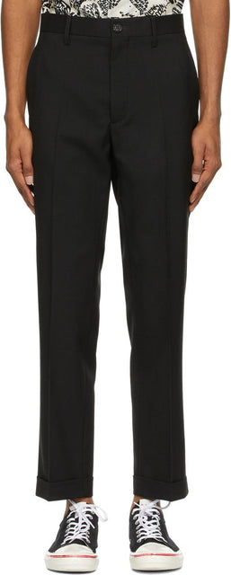 Marni Black Wool Cuffed Trousers - Pantalon enculé en laine noire Marni - 마르니 블랙 양모 커프스 바지