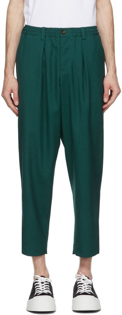 Marni Green Twill Darted Trousers - Pantalon gred darte en sergé de marni - Marni Green Twill Darted 바지