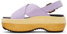 Marni Purple Wooden Sole Wedge Sandals
