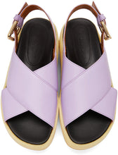 Marni Purple Wooden Sole Wedge Sandals