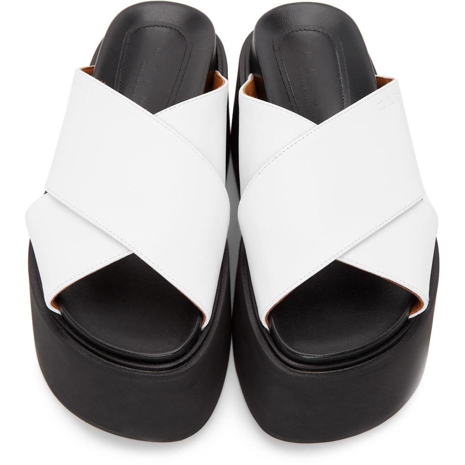 Marni White Criss-Cross Wedge Sandals