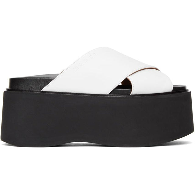 Marni White Criss-Cross Wedge Sandals - Sandales Coin Criss-Criss-cross Marni Blanc - Marni White Criss-Cross Wedge Sandals.