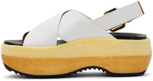 Marni White Wooden Sole Wedge Sandals