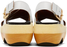 Marni White Wooden Sole Wedge Sandals