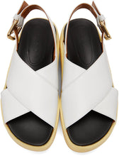 Marni White Wooden Sole Wedge Sandals