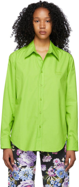 Martine Rose Green Logo Classic Shirt - MARTINE ROSE GREEN LOGO T-shirt classique - 마르틴 로즈 그린 로고 클래식 셔츠