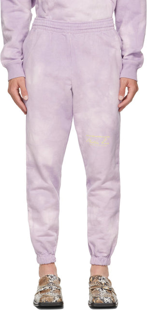 Martine Rose Purple Tie-Dye Slim Logo Sweatpants - Martine Rose Purple Teinture Slim Logo Santé - 마르틴 로즈 퍼플 넥타이 슬림 로고 스웨트 팬츠