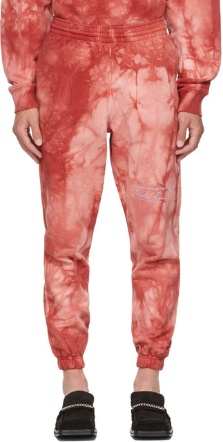 Martine Rose Red Tie-Dye Slim Logo Sweatpants - Martine Rose Rose Rouge Slim Slim Logo Sweatpants - Martine Rose Red Tie-Dye 슬림 로고 스웨트 팬츠