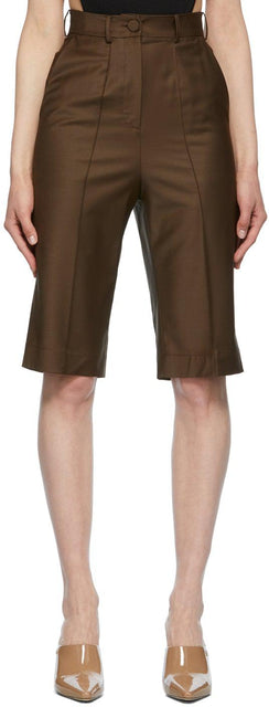 MatÃ©riel Tbilisi Brown Tropical Wool Shorts - Maté Riel Tbilisi Brown Tropical Laine Short - MatÃ © Riel Tbilisi Brown 열 대 양모 반바지