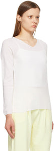 Max Mara Leisure White Cashmere Smirne V-Neck Sweater