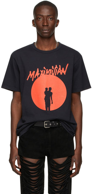Maximilian Black J'Ouvert Print T-Shirt - T-shirt imprimé noir J'OUVERT maximilian - Maximilian Black J'ouvert 프린트 티셔츠