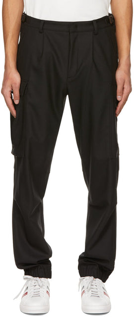 Moncler Black Virgin Wool Cargo Pants - Pantalon de cargaison de laine de laine de laine vierge de Moncler - 몬 클러 블랙 버진 양모화물 바지