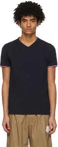 Moncler Navy V-Neck T-Shirt - T-shirt Moncler Navy V-Col V - Moncler Navy V-Neck T 셔츠