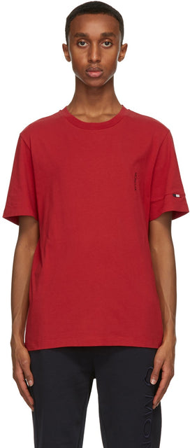 Moncler Red Logo Sleeve T-Shirt - T-shirt Moncler Red Logo Sleeve T-shirt - 몬클러 붉은 로고 슬리브 티셔츠