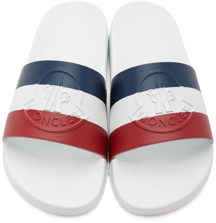 Moncler White Basile Slides