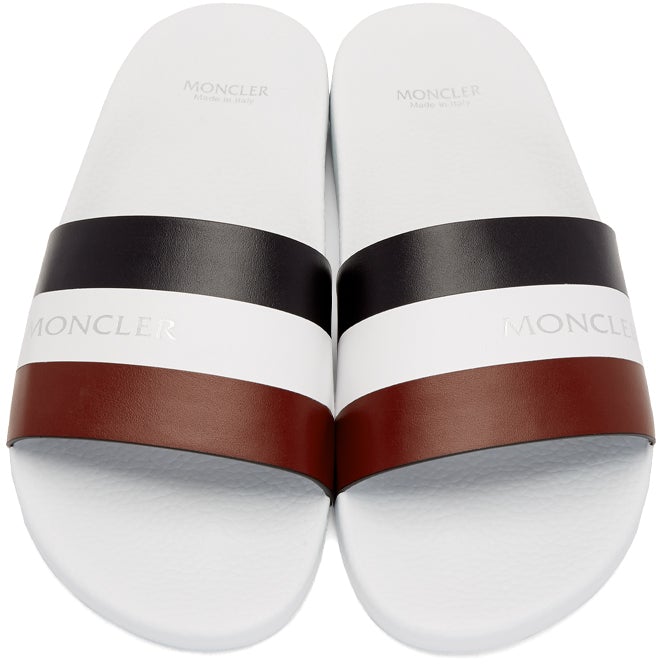 Moncler White Basile Slides
