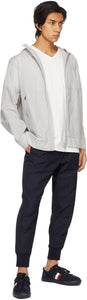 Moncler White Striped Cuffs V-Neck T-Shirt