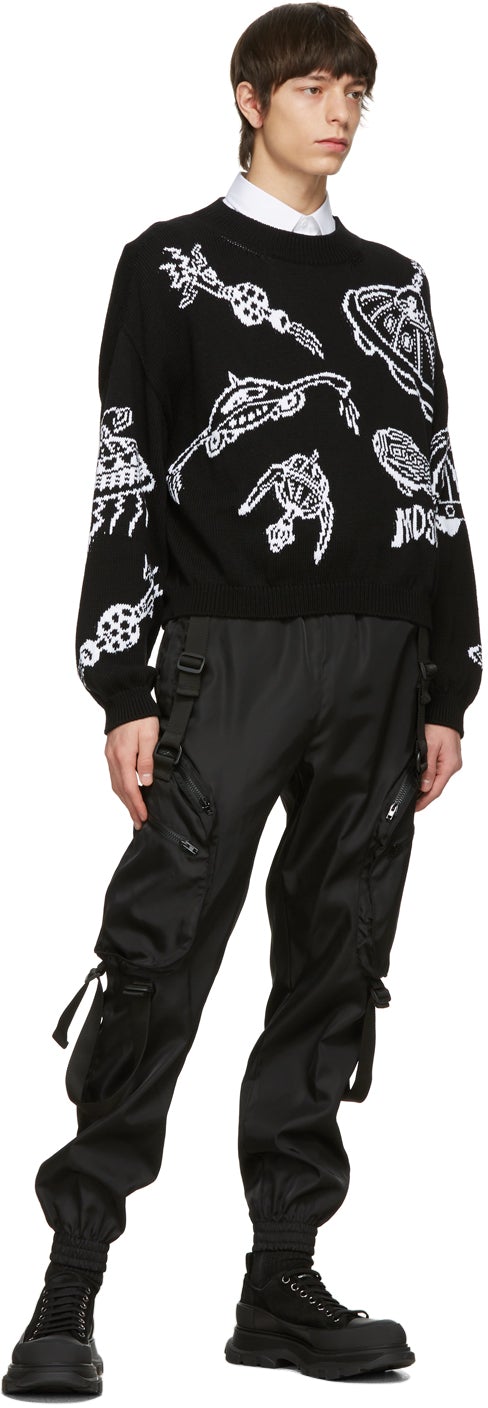 Moschino Black Cotton Spaceship Sweater