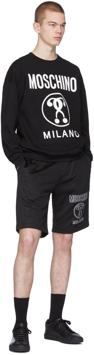 Moschino Black Double Question Mark Sweat Shorts