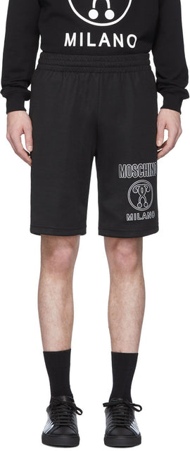 Moschino Black Double Question Mark Sweat Shorts - Moschino Noir Double Question Mark Short Sweat - Moschino 블랙 더블 질문 마크 땀 반바지