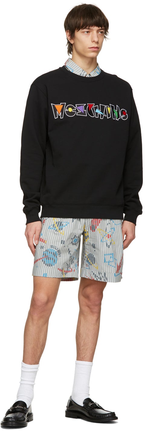 Moschino Black Geometric Logo Sweatshirt