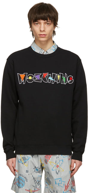 Moschino Black Geometric Logo Sweatshirt - Sweat-shirt de logo géométrique Noir Moschino - Moschino 블랙 기하학적 로고 스웨터