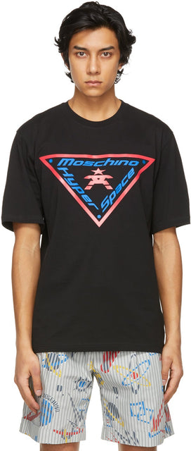Moschino Black Hyperspace T-Shirt - T-shirt Hyperspace noir Moschino - Moschino 블랙 하이퍼 스페이스 T 셔츠