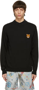 Moschino Black Knit Teddy Sweater - Moschino Black Knit Teddy Pull - Moschino 블랙 니트 테 디 스웨터