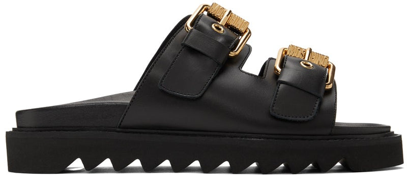 Moschino Black Logo Buckles Sandals – BlackSkinny