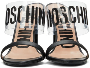 Moschino Black Logo Heeled Sandals