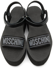 Moschino Black Logo Platform Sandals