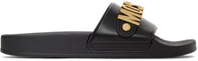 Moschino Black Logo Pool Slides - Diapositives de pool de logo noir Moschino - Moschino 블랙 로고 풀 슬라이드