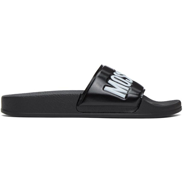 Moschino Black Logo Slides - Diapositives de logo noir Moschino - 모스키노 블랙 로고 슬라이드