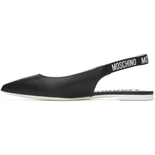 Moschino Black Logo Strap Ballerina Flats