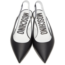Moschino Black Logo Strap Ballerina Flats