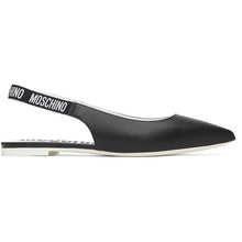 Moschino Black Logo Strap Ballerina Flats - Moschino Black Logo Strap Ballerina Appartements - Moschino 블랙 로고 스트랩 발레리나 아파트