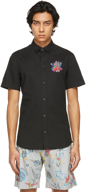Moschino Black Patch Short Sleeve Shirt - Chemise à manches courtes pour Moschino Black Patch - Moschino 검은 패치 짧은 소매 셔츠