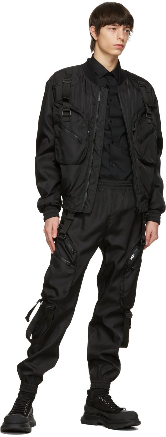 Moschino Black Satin Bomber Jacket