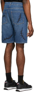 Moschino Blue Denim Scars Shorts