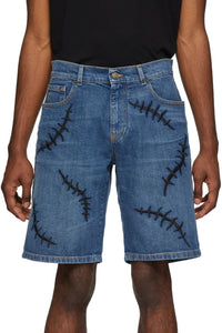 Moschino Blue Denim Scars Shorts