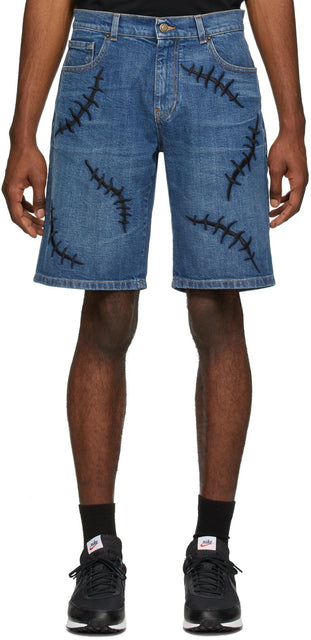 Moschino Blue Denim Scars Shorts - Short de cicatrices de cicatrices de Denim Blue Moschino - 모스키노 블루 데님 흉터 반바지
